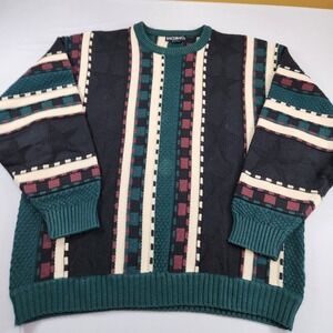 VTG 90s Bachrach 3D Knit Sweater Mens Size XXL Wool Blend Grandpa Chunky Stars